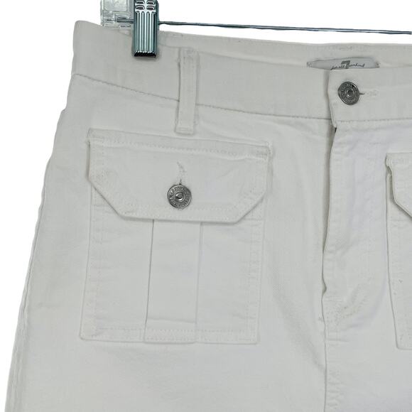 7 FOR ALL MANKIND | 7FAM White Denim A-Lined Mini Skirt Frayed Hem 28 (4-6) - Picture 4 of 12
